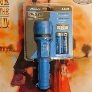 Blue Dorcy LED 450 Lumens Rubber Flashlight Travel Compact Medium